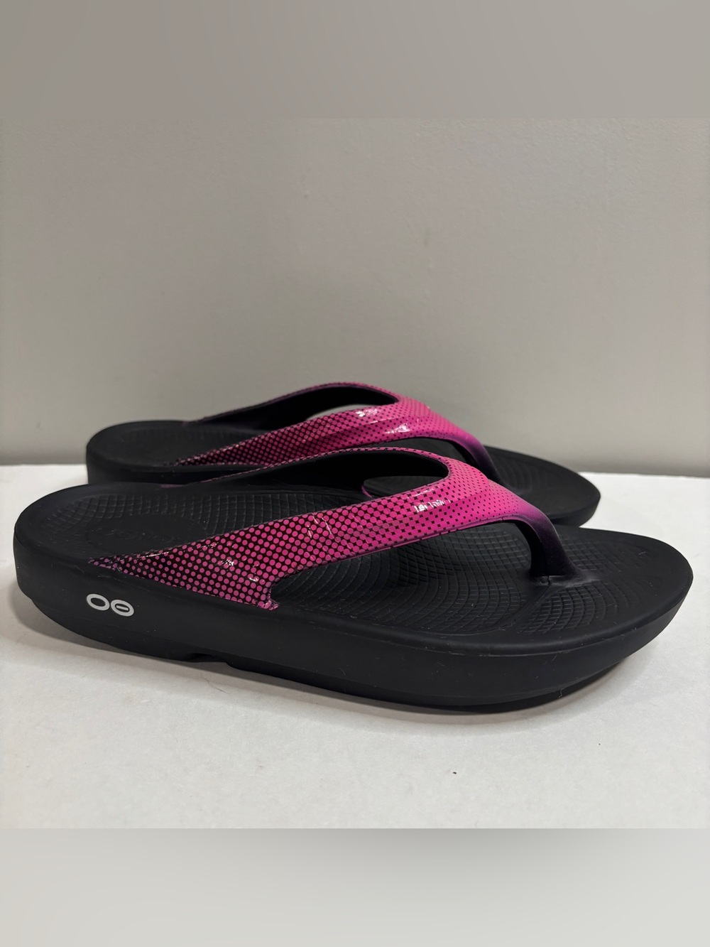 Oofos Shoes Womens 8 Pink Rubber Slip On OOlala Comfort Recovery Slides Shiny